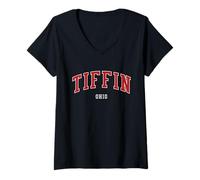 Womens Tiffin Ohio College University Style V-Neck T-Shirt