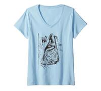 Womens Tiger Face or Tigress Head for Men or Women V-Neck T-Shirt