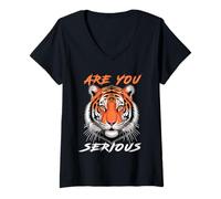 Womens Tiger Game Day are You Serious Fun Pet Lover V-Neck T-Shirt