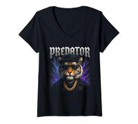 Womens Tiger Gangster - Funny Predator Weird Trashy Meme V-Neck T-Shirt