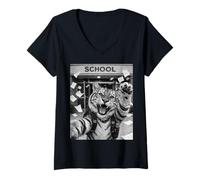 Women's Tiger Last Day of School Summer Break Funny Meme Selfie V-Neck T-Shirt