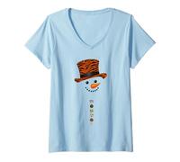 Womens Tiger Leopard Cheetah Zebra Pattern Print Christmas Snowman V-Neck T-Shirt