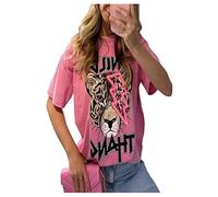 Women's Tiger Lightning Graphic Wild Thang Printed Tops Fashion Tops Ladies Blouse T-Shirt Casual Loose Short Sleeve Shirt Summer Tops Fancy Party Tee Top UK 8-22