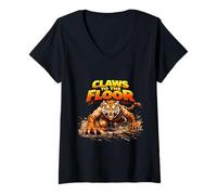 Women's Tiger Power Claw Strike Motion Graphic Design V-Neck T-Shirt