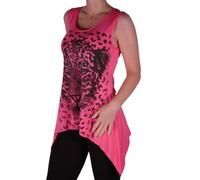 Womens Tiger Print Sleeveless Scoop Neck Casual Hip Length Blouse Tunic Top