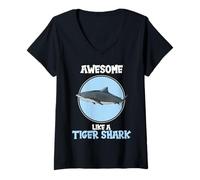 Womens Tiger Sharks Awesome Like a Tiger Shark V-Neck T-Shirt