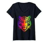 Womens Tiger Wilderness I Love Tigers Wild Big Cats Cute Tiger V-Neck T-Shirt