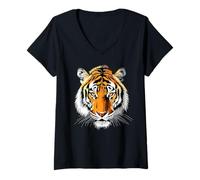 Womens Tiger Wilderness I Love Tigers Wild Big Cats Cute Tiger V-Neck T-Shirt