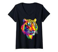 Womens Tiger Wilderness I Love Tigers Wild Big Cats Cute Tiger V-Neck T-Shirt