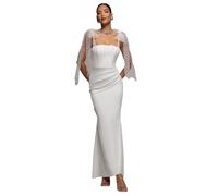 Women's tight dress Goddiva Bella Maxi Blanc 40