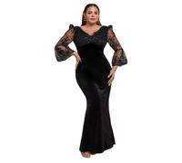 Women's tight dress Goddiva Scalloped Lace & Velvet Noir 54 Tall