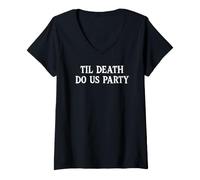 Women's Til Death Do Us Party Bachelorette Goth Bride Bridesmaids V-Neck T-Shirt