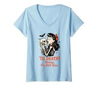 Womens Til Death Honey I'm Still Here Design V-Neck T-Shirt