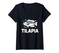 Women's Tilapia Fish Lover Farming Aquaculture V-Neck T-Shirt