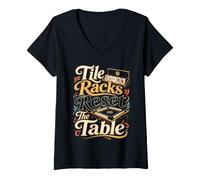 Women's Tile Racks Reset The Table Funny Tile Game Night V-Neck T-Shirt
