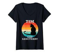 Womens Tim Cat Sanctuary Group Family Reunion Name V-Neck T-Shirt