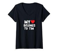 Womens Tim - My Heart Belongs to Tim - Love V-Neck T-Shirt