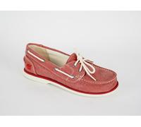 Womens Timberland 2 Eye 3929R Muted Red Canvas Slip On Boat Ladies Shoes