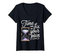 Women's Time Can Fix Your Pain Healing Progress Motivation V-Neck T-Shirt