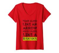 Womens Time Flies Like An Arrow Fruit Flies Like A Banana V-Neck T-Shirt