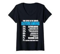 Womens Time Spent in The Shower Daydreaming Humors for Showerer V-Neck T-Shirt