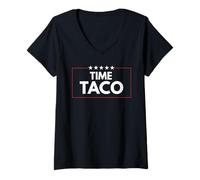Womens Time Taco Father's day Humor V-Neck T-Shirt