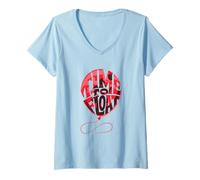 Womens Time to Float Creepy Balloon Design V-Neck T-Shirt