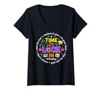 Women's Time to Lock in Test Day Teacher Testing V-Neck T-Shirt