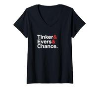 Womens Tinker & Evers & Chance - Double Play Combination Design V-Neck T-Shirt