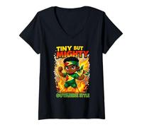 Womens Tiny But Mighty Guyanese Style Guyana Flag Pride for Kids V-Neck T-Shirt