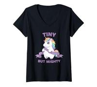 Women's Tiny But Mighty Unicorn for Kids V-Neck T-Shirt