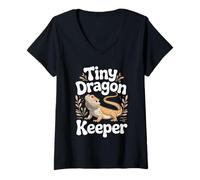 Women's Tiny Dragon Keeper Bearded Dragon Pet V-Neck T-Shirt