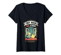 Women's Tiny House Tiny Nook Big Stories V-Neck T-Shirt