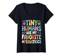Womens Tiny Humans are My Favorite Pediatrics V-Neck T-Shirt