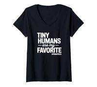 Women's Tiny Humans are My Favorite Pediatrics V-Neck T-Shirt
