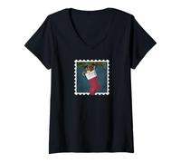 Womens Tiny Mouse in a Christmas Stocking V-Neck T-Shirt