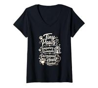 Women's Tiny Paws Temporary Roommate Permanent Heart Foster V-Neck T-Shirt