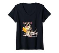 Womens Tiny Thief Fruit Edition Sugar Glider Humor V-Neck T-Shirt