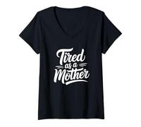 Women's Tired as a Mother - Parenting Humor V-Neck T-Shirt