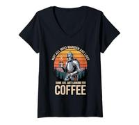 Womens Tired Knight Coffee Quest Not All Who Wander Are Lost V-Neck T-Shirt