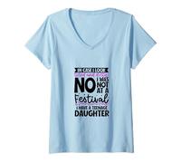 Womens Tired Mom in Chaos - Teenage Daughter V-Neck T-Shirt