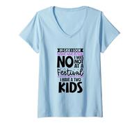 Womens Tired Mom in Chaos - Two Kids V-Neck T-Shirt