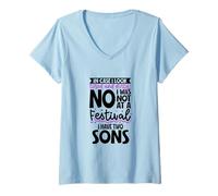 Womens Tired Mom in Chaos - Two sons V-Neck T-Shirt