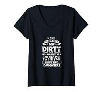 Womens Tired Parents in Chaos - two daughters V-Neck T-Shirt