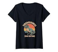 Women's Tiredosaurus Dad Edition T-rex Dinosaur Dad V-Neck T-Shirt