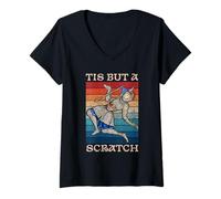 Womens Tis But a Scratch Funny Medieval Knight Humor Joke V-Neck T-Shirt