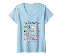 Womens Tis The Season Christmas Santa Gingerbread Cookie Xmas Stuff V-Neck T-Shirt