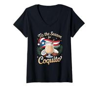 Womens 'Tis The Season for Coquito Funny Puerto Rican Christmas V-Neck T-Shirt