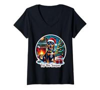 Womens Tis The Season Lancashire Heeler Dog Merry Christmas Mom Dad V-Neck T-Shirt