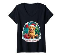 Womens Tis The Season Nova Scotia Duck Tolling Retrier Christmas V-Neck T-Shirt